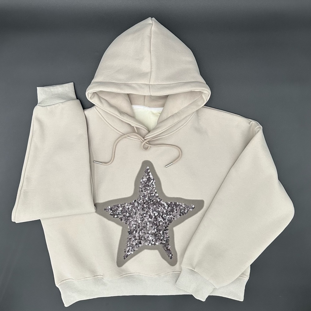 Soft Sequin Star Hoodie One Size Valentine day  Gift